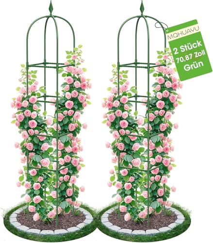 MQHUAYU 2 Pièce Treillis Obélisque de Jardin 180 CM, Tuteur en Métal Antirouille Revêtu par...