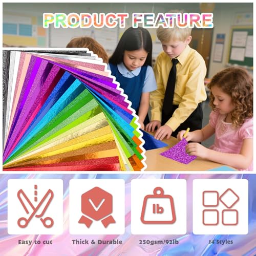 28 Sheets Metallic Glitter Cardstock 8.5x11in 250gsm/92lb by Yezinie - Used condition - Image 3