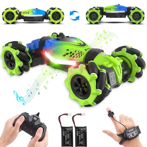 Dysaim Gesture Sensing RC Stunt Car for Boys/Girls Ages 6+, 4WD 2.4Ghz Hand Controlled RC Car with Finger Glove Drift Remote Control Wrist 360° Rotating Twist Cars Birthday Halloween