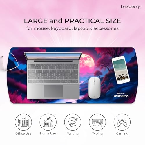 Image of Brizberry Extended Mouse Pad, Large Premium Desk Mat Anti Skid Rubber Base for Desktop Laptop Keyboard PC Office Gaming 740 X 310 X 3 mm (DM Design 4)