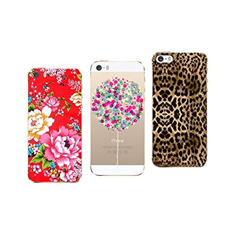 Novago Compatible with iPhone 5, iPhone 5S, iPhone SE Pack of 3 Shatterproof and Solid Soft Gel Cases Printing (3 Cases, Multi-Coloured 17) Cover