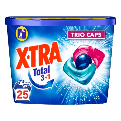 X•Tra Trio-Caps Total x25 – Lessive en Capsules (25 Capsules) – Lessive Universelle linge blanc et couleur