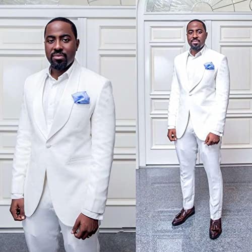 Men's Dinner Suit 2 Pieces Set Shawl Lapel One Button Jacket Wedding Prom Tuxedos4