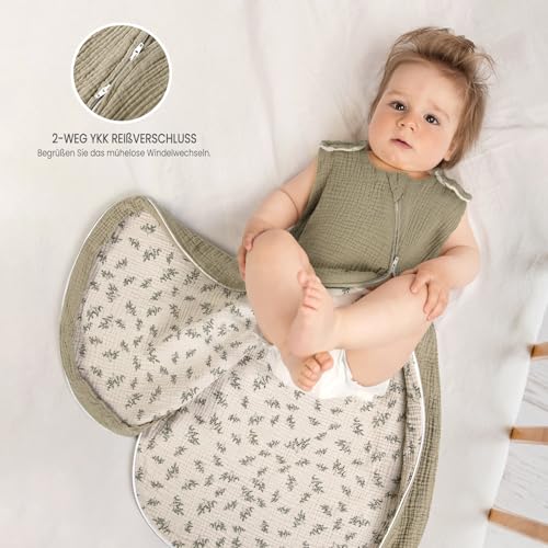 lulumoon Baby Schlafsack Musselin 0.7TOG: Luftig & dünner Sommerschlafsack – Ansicht 4