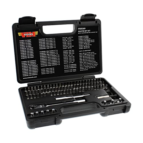 Vim Tools FRBS89 Flex Head Ratcheting Wrench Set - 89Pc 1/4In Drive 3-Way Ratcheting Screwdriver Set With Bits And Sockets thumb #1