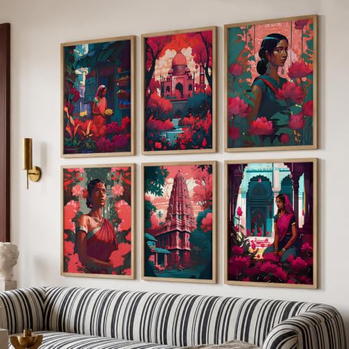 Image of kotart Premium Digital Traditional Art Paintings with Frame for Home Decoration - Painting for Living Room Bedroom Office Room Decor - Painting for Wall Decoration - Pack of 6 (Art 7, 13x17 inch)