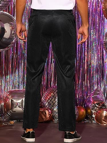 Lars Amadeus Metallic Pants for Men's Straight Leg Party Nightclub Glitter Dress Trouser3