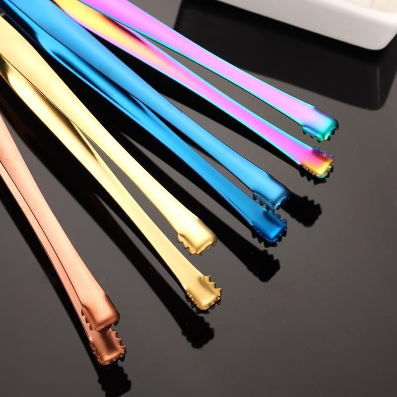 Pince à glaçons en acier inoxydable avec poignée antidérapante en silicone pour glaçons, sucre, etc. Outil de cuisine idéal pour servir et cuisiner