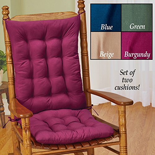 Collections Etc Quilted Chair Cushion Set - Perfect For Rocking Chairs, Dining Chairs Or Armchair, Burgundy #TOP2
