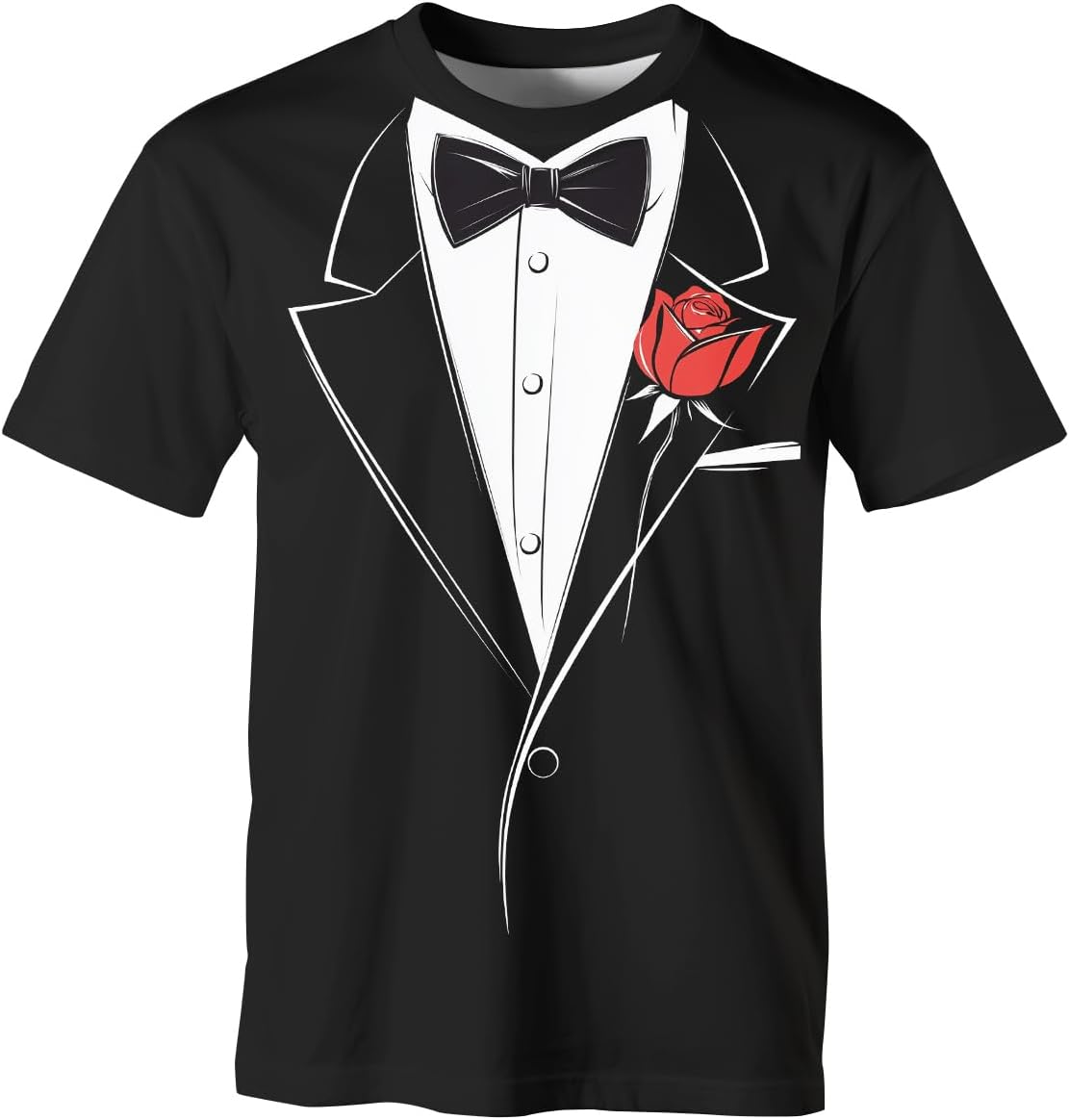 GHUALURU Tuxedo T-Shirt | Short Sleeve Funny Tux with Bowtie Tee Shirt for Men Women