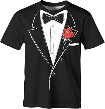 Tuxedo T-Shirt | Short Sleeve Funny Tux with Bowtie Tee Shirt for Men Women