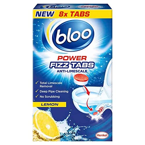 Bloo Power Fizz Tabs Anti-Limescale Drain Deep Cleaning Lemon, 8 x 25g