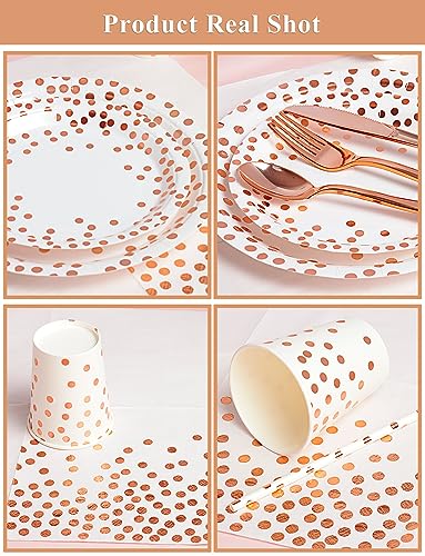 Image of Nkaiso 141Pcs Rose Gold Paper Plates and Napkins Party Supplies for20