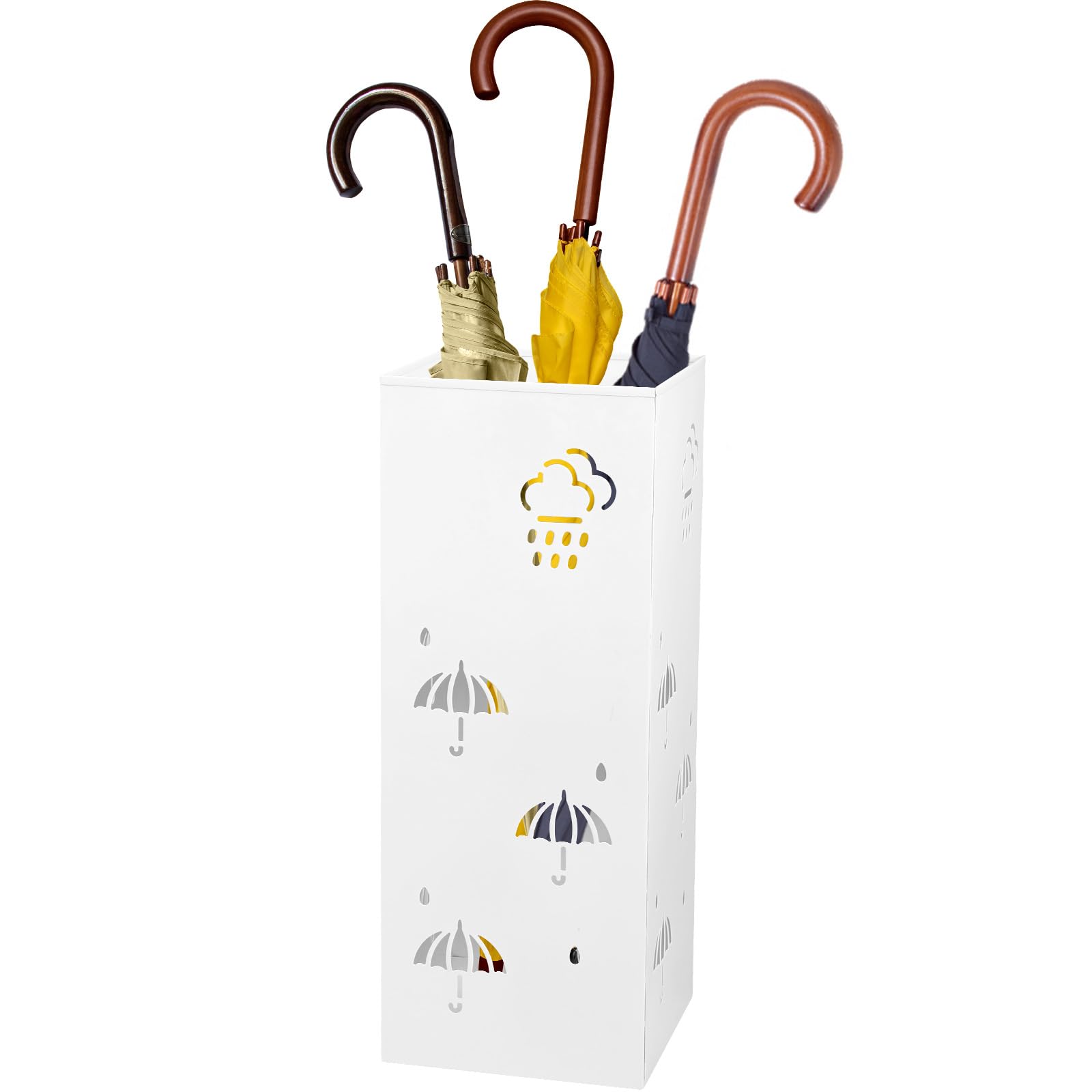 HYLYGFH Metal Umbrella Stand for Hallway Storage Free Standing Rack Holder nizer Bin for Black/White Umbrellas Multipurpose Stand (White)