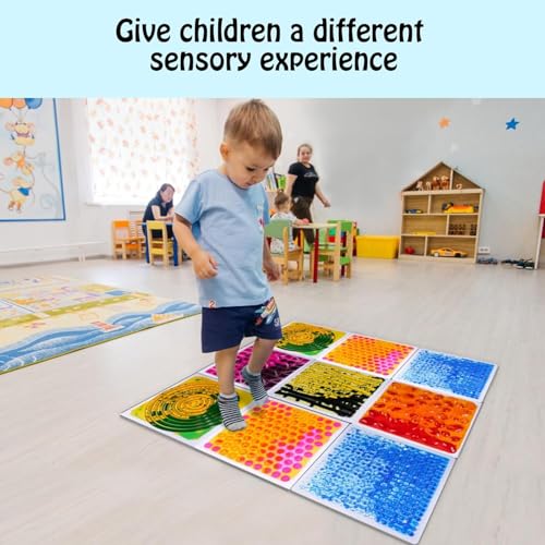 Sensory Floor Lava Tiles: Sensory Liquid Tiles Colorful Liquid Fusion Activity Play Mat, Textured Sensory Lava Tiles for Ages 3 to Adults, 11.8" X 11.8" Set of 4 Square Multicolor