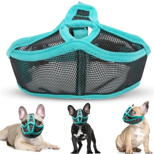 Muzzle for Dog Anti-Biting & Anti-Bark Bulldog Muzzle, Mesh Adjustable Breathable Soft Mask, Green