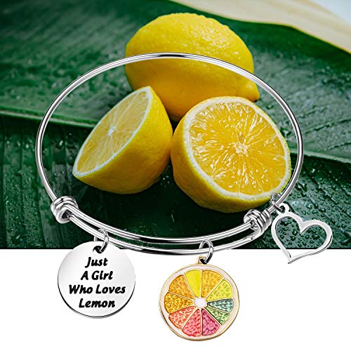 Image of WSNANG Lemon Gift Just A Who Loves Lemon Bracelet Cute Fruit Lemon Jewelry Fruit Style Jewelry Gift for Lemon Lovers (Lemon BR)