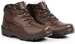 Bota Masculina de Inverno em Couro Forrada com Lã Imperméavel - Berlim