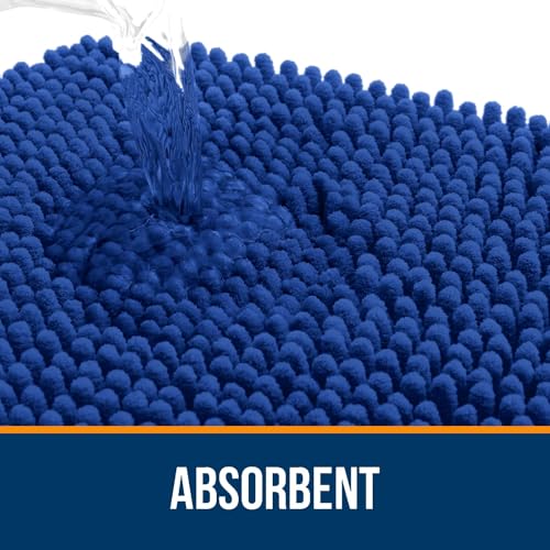 Image of OLANLY Bathroom Rugs Sets 2 Piece, Soft Absorbent Chenille Bath Mats and U-Shaped Contour Toilet Mat Area Rug Set, Machine Washable Bath Carpet, Home Decor Accessories(30 inchx20 inch+24 inchx20 inch, Royal Blue)