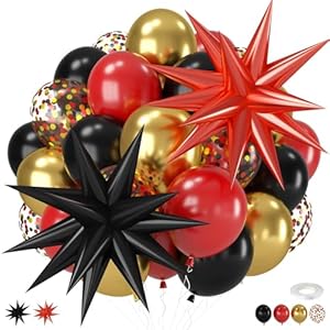 Red Black and Gold Balloons, 12 Inc...