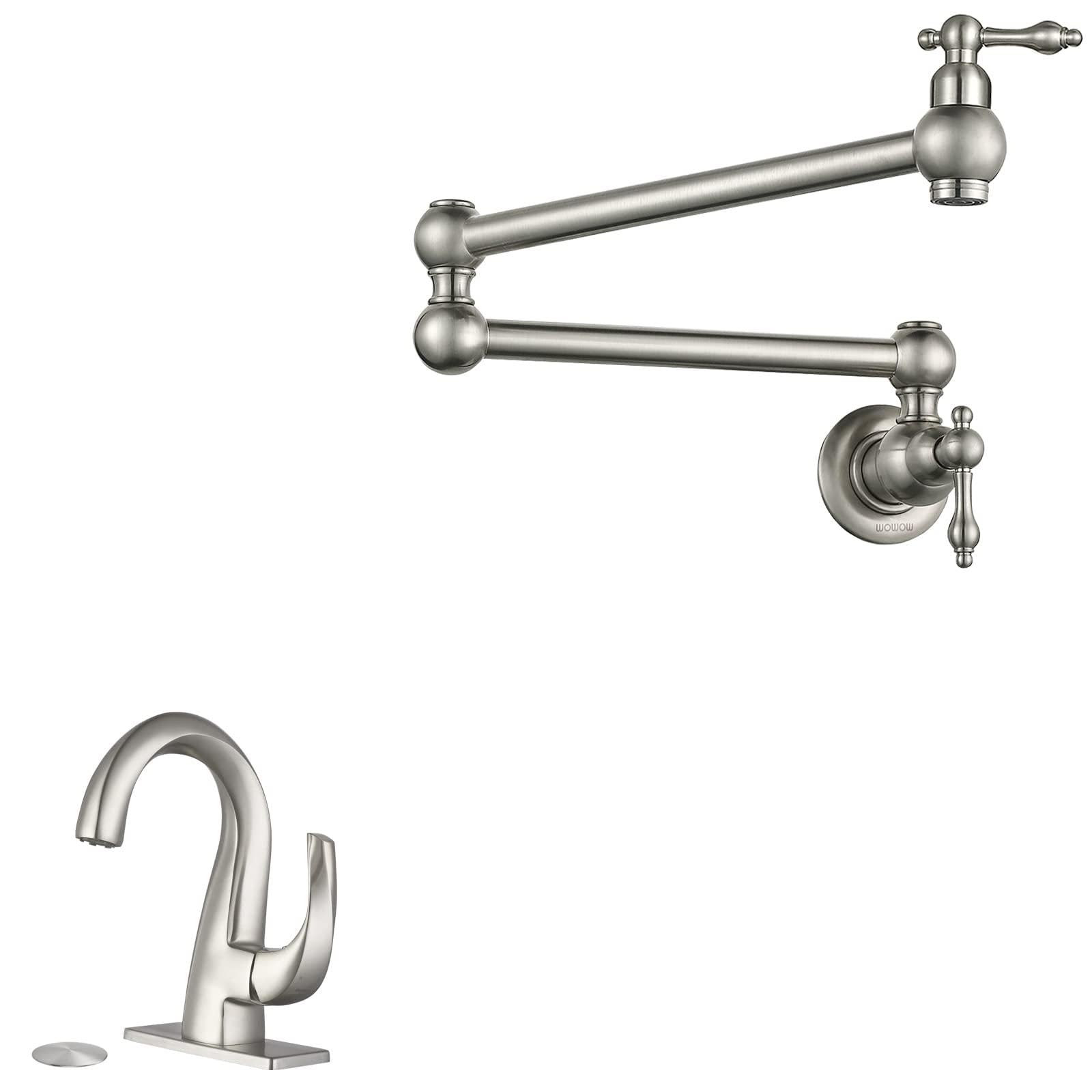 Jnfidosr Pot Filler Faucet Wall Mount Brass Faucets, And Single Handle Brass Bathroom Faucet