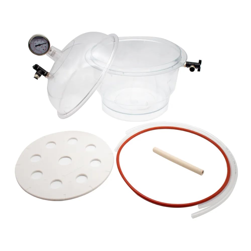 Essiccatore Sottovuoto in Plastica in Policarbonato da 250mm, Essiccatore da Laboratorio con Doppia Valvola di Stoccaggio per Asciugatura Sottovuoto con Manometro