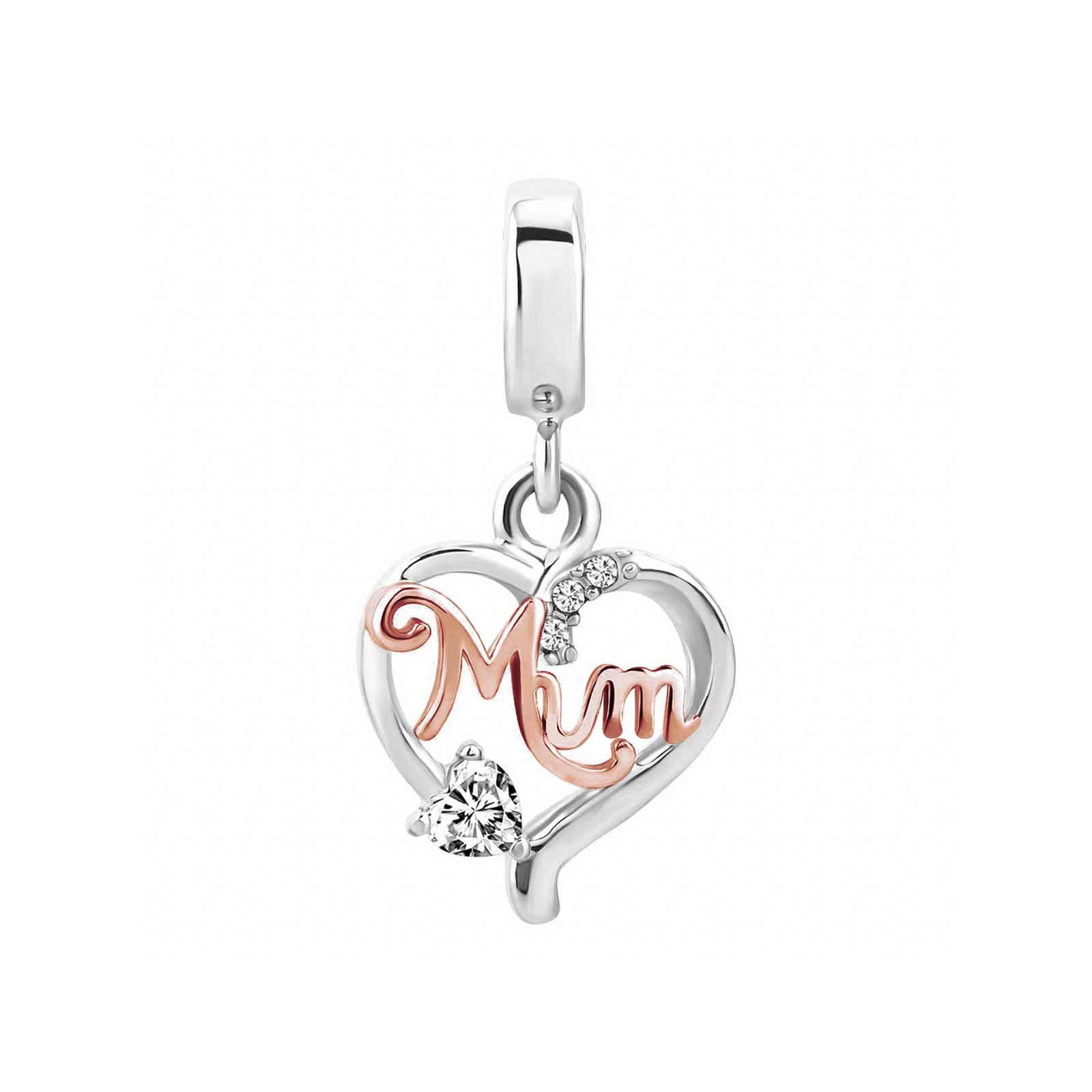 Dangle Charm Pandora Grandson Charm KunBeadRose Flower Love Heart