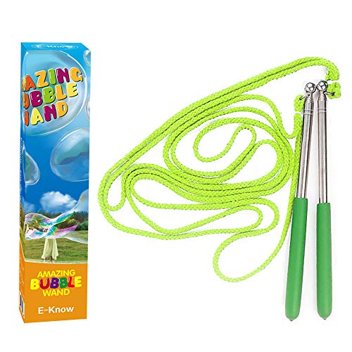 E-Know Bubble Wand, 2 Pack Giant Bubble Wand Outdoor Toy for Kids, Recyclable Stainless Steel, Telescopic Design Bubble Party Favors,Works Best with Bubbleventi Bubble Mix