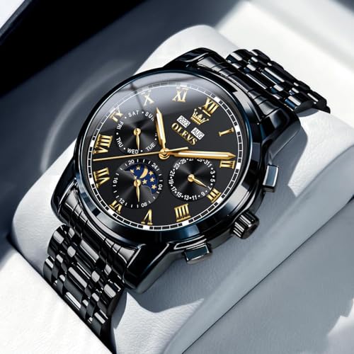 Image of OLEVS Mens Automatic Watches Self Winding Mechanical Luxury Dress Stainless Steel Waterproof Wrist Watches for Men