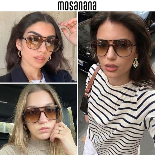 Image of mosanana Oversized Aviator Sunglasses for Women with Polarized Lens MS52243 | Geometric Big Frame, Designed for Daily Outfits, Travel and Fashion Looks