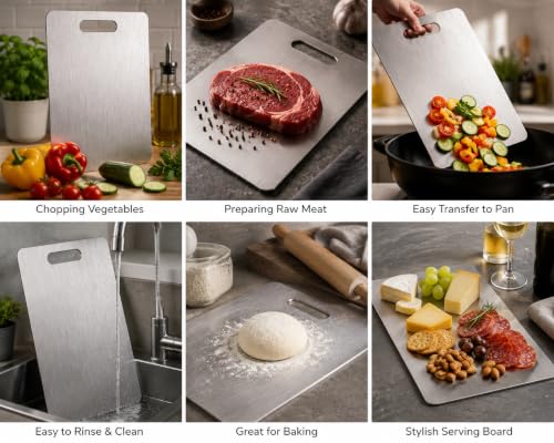Image of Kitchen Knife Set with Steel Board & Scissors | 3 Cooking Knives Black Coted Stainless Steel Blade With Covers | Food Grade Steel Chopping Board for Veggis,Meat | Multipurpose Kitchen Scissors