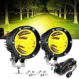 Auxbeam Fog Lights Amber 4 inch 72W, Round Spot Lights Offroad Yellow LED Pods Driving Off Road Ligh