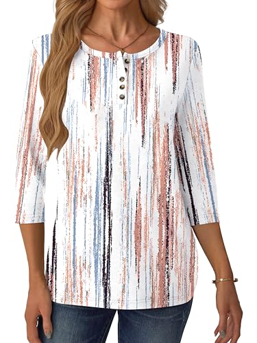 GKBK 3/4 Sleeve Womens Tops Fall Clothes Henley Casual Spring Summer Lightweight Basic Tunic Shirts — view 4