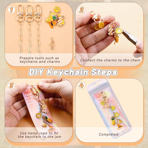 Image of Wurosi 25 Set Paperclip Keychain Making Kit, Bag Charm Kit, 25 Keychain Clips, 25 Extender Chain, 25 Resealable Pouch Bag, 25 Thank You Cards, 5M Hemp Rope, Jewelry Making Kit for DIY Keyrings Charms