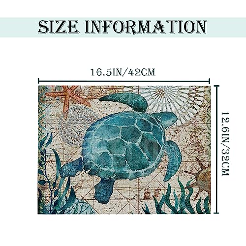Ocean Animals Placemats Set Of 4 Marine Organism Sea Horse Turtle Shell Octopus Table Mats For Dining Table 16.5X12.6 Inches #TOP6