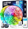 DAYBETTER 50ft Smart WiFi Led Lights, Led Strip Lights Work with Alexa and Google Assistant, App Voice Remote Control Music Sync Color Changing RGB Strip Lighting for Bedroom Room Decor