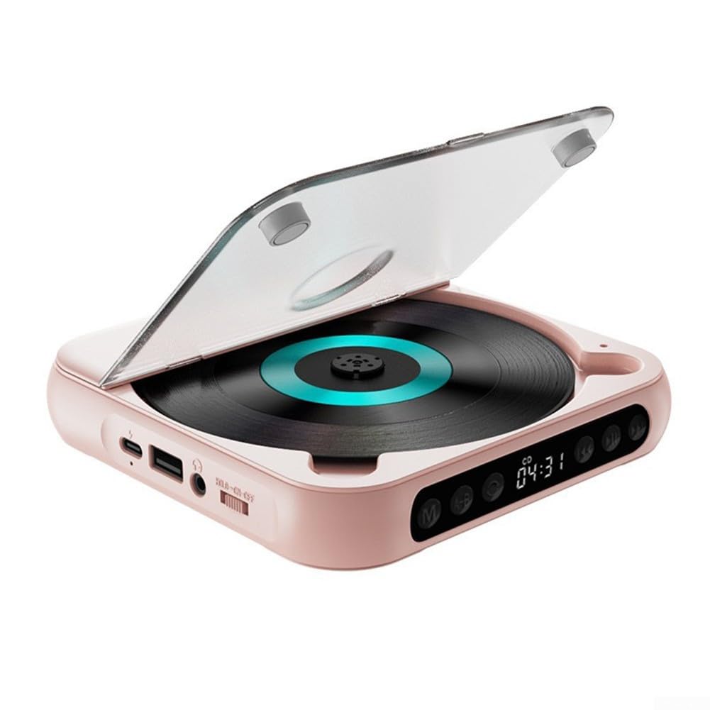 Lettore CD portatile ricaricabile 2000 mAh anti-skip AUX USB MP3 disco per walkman per casa, auto, viaggi, musica all'aperto (918 è nero)