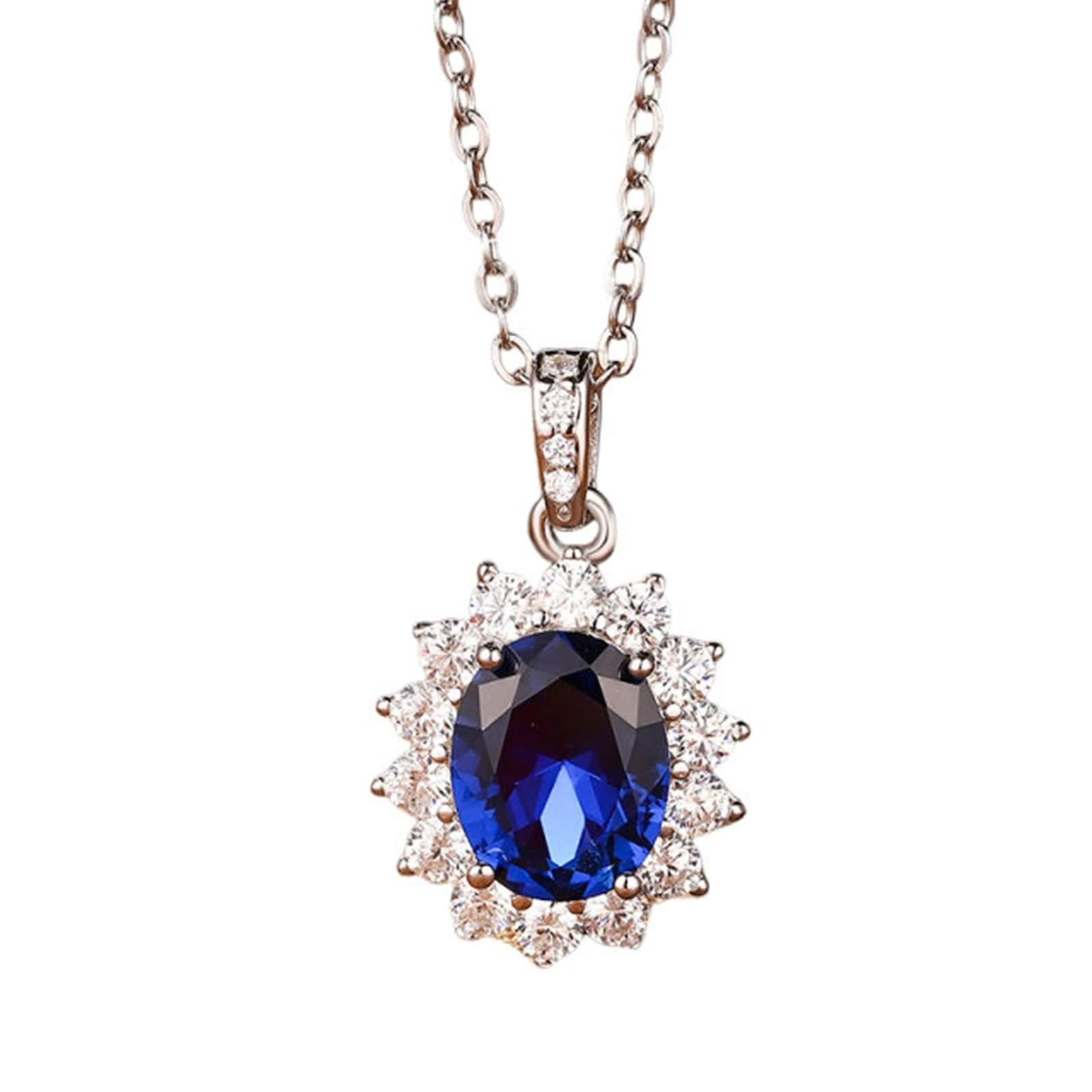 Damski łańcuszek z białego złota 18 K, łańcuszek damski z motywem kwiatowym, 3,7 ct, wyprodukowany w laboratorium szafir i moissanit 45 cm