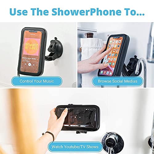 Funda impermeable para teléfono de ducha con ventosa ajustable de 360° para iPhone y Android 4