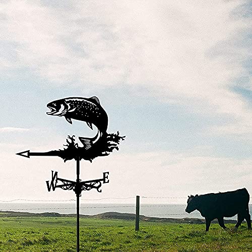 Weathervane For Roof Mount Metal Weather Vane For Garden Decor Fish Carp Ornament Wind Vane Weathervanes Creative Garden Stake Home Decor Gift For Yard Cupolas Farm Sheds #TOP7