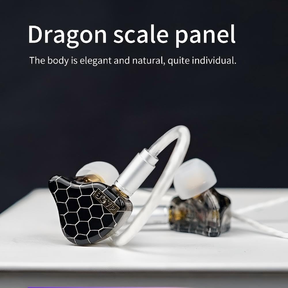 BGVP Scale Pro 1DD+1BA Hybrid Driver IEM Earphones, HiFi Wired in-Ear Monitor Headphones, Gaming Earbuds with Powerful Bass (No Mic, Black)