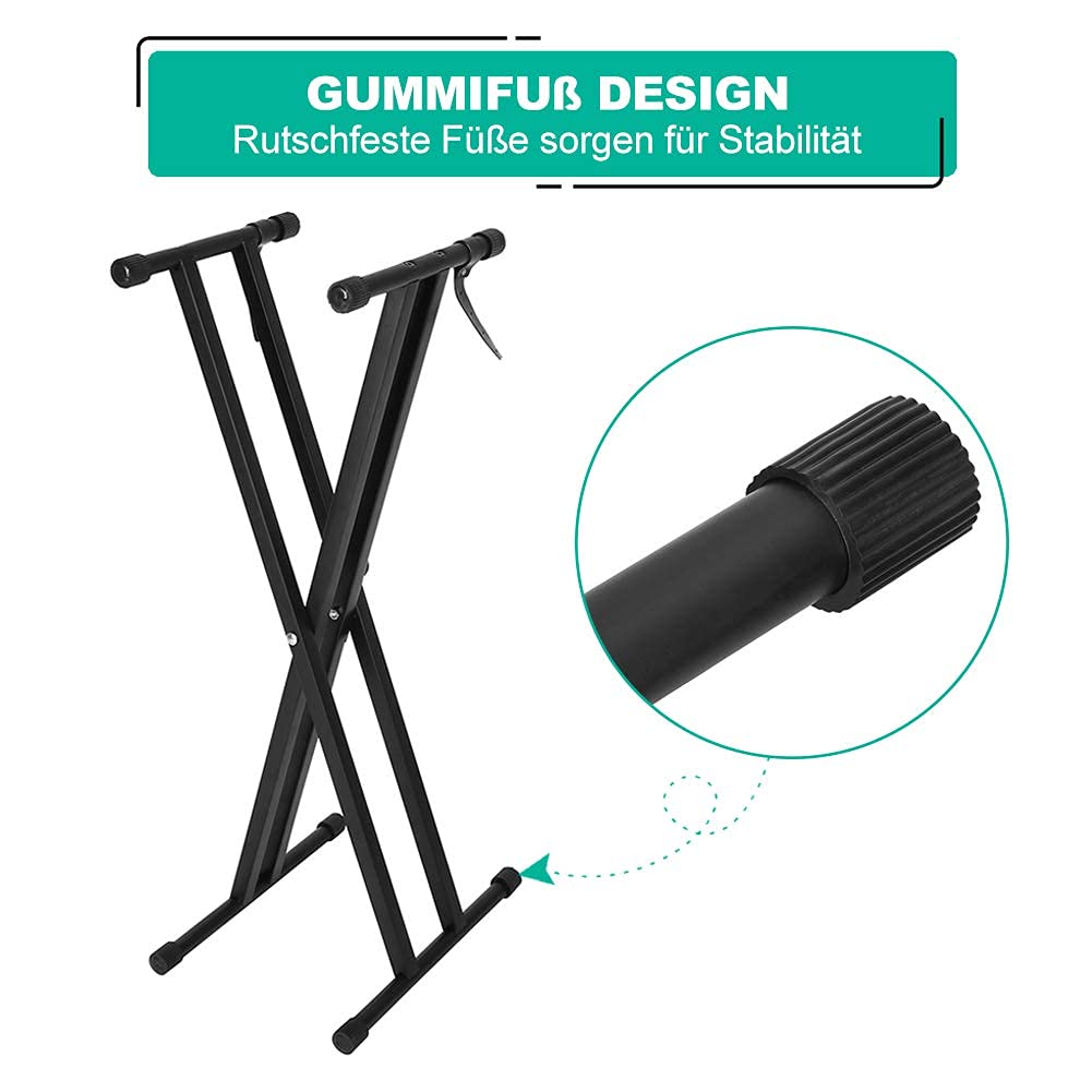 Ejoyous Keyboard Ständer, X-förmig Doppelstrebiger Pianoständer, 7-stufig Höhenverstellbar, Zusammenklappbar, für E-Piano Stagepiano