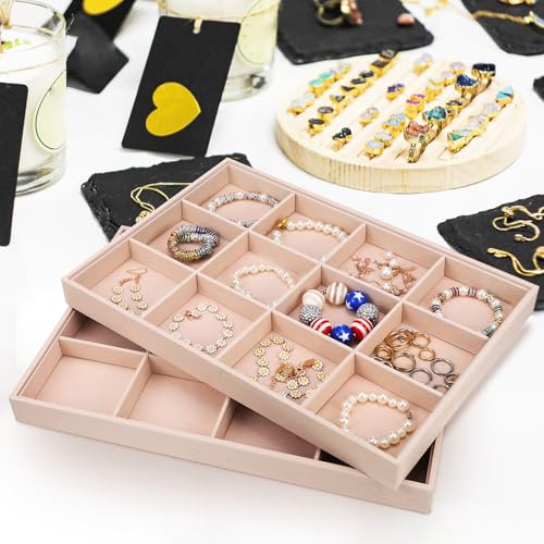 Plateau à bijoux en velours 12 compartiments amovibles pour rangement tiroir