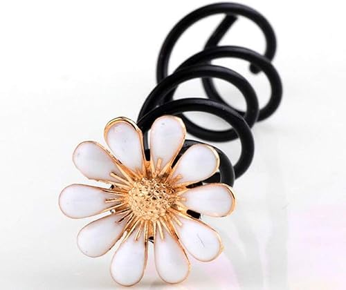 Miniatura 6 de Vpang 5 horquillas de pelo en espiral de margarita, espiral, bobinas para el cabello, pinzas para el cabello para boda, nupcial, flor de metal,