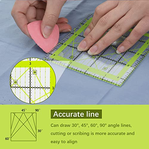 Kollase Sewing Rulers, Acrylic Quilting Rulers, Square Quilting Rulers And Templates, Fabric Ruler, Sewing Rulers And Guides For Fabric, Square Rulers 4.5'', With Anti-Slip Grips #TOP5