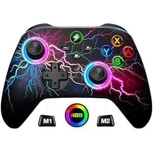 Wireless Switch Pro Controller for Nintendo Switch Controller/Lite/OLED, LED Wired PC Game Joysticks-Wireless iOS/Android Remote, Nintendo Switch Accessories Set Controller with Cool RGB Skin