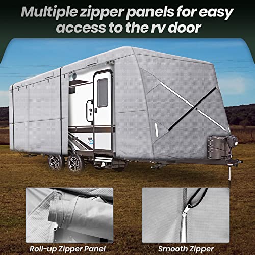 Xgear Windproof Upgraded 30' - 33' Rv Cover Travel Trailer Cover, Extra-Thick 5 Layers Anti-Uv Top, Rip-Stop With 2Pcs Extra Straps #TOP5