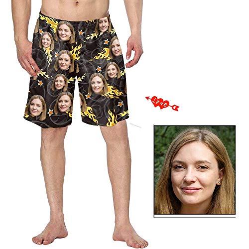 Custom Face Men Bech Shorts Personalized Photo Printed Swim Trunk Swimwear Beachwear X-Large Burning Ball3