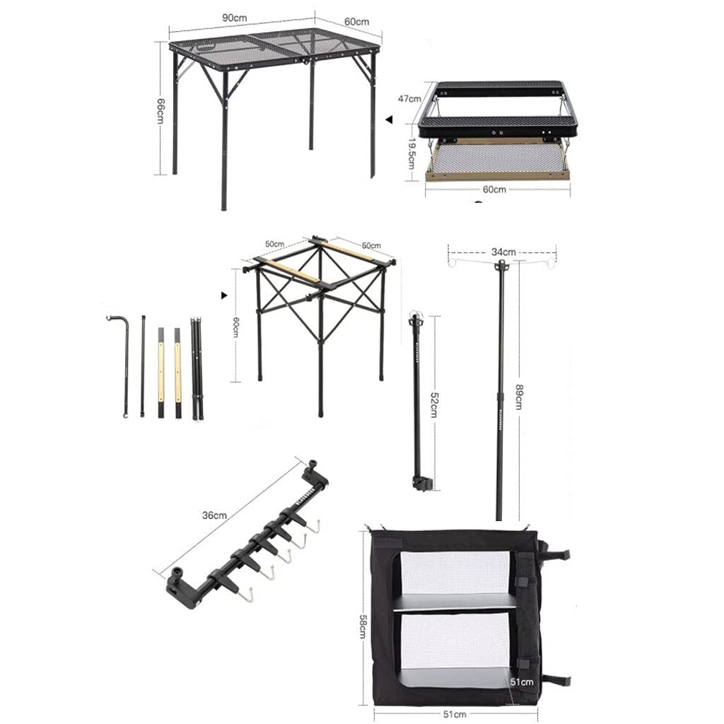 UPJAKS Mesa de Camping Plegable Mesa Plegable de Malla de Hierro Cocina móvil Picnic al Aire Libre Camping Cocina Consola portátil y fácil de Instalar Polo con Soporte Ligero para Picnic Playa Pesca