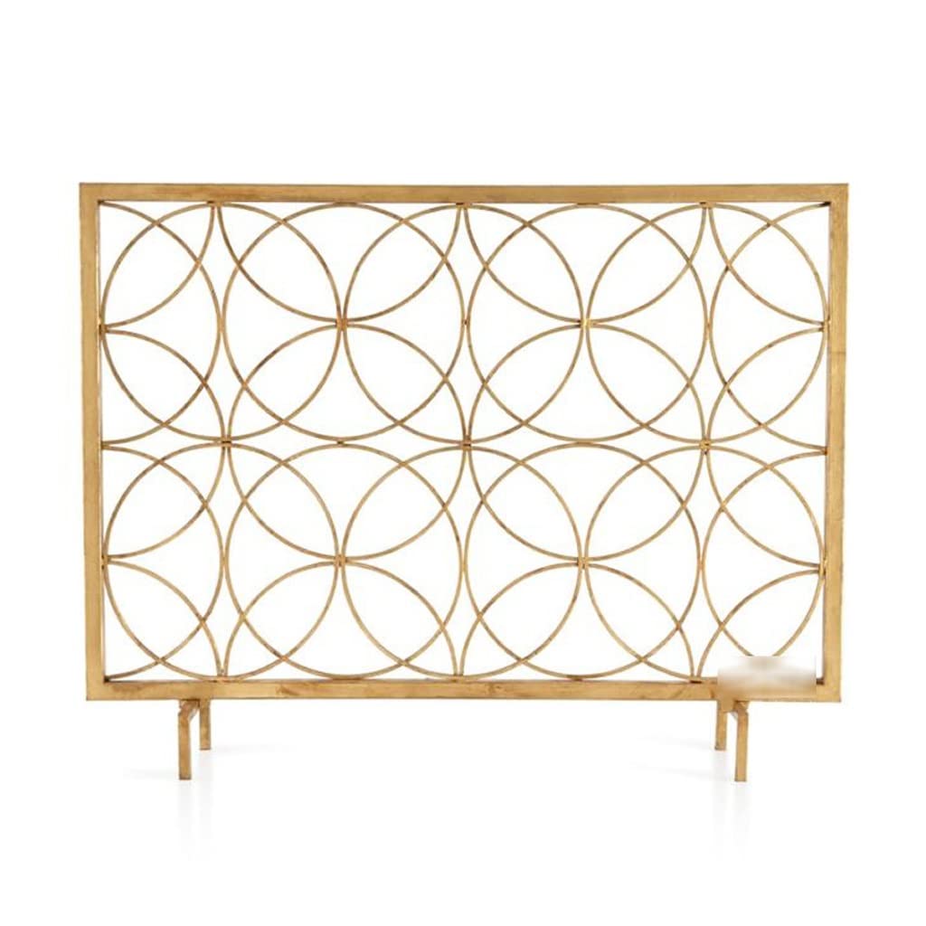 WRLRUILIAN Kamintürgitter Kamin Feuerschirm Bildschirmhitzer Schmiedeeisenzaun Mit Netz Wohnzimmer Kamin Feuer Trennwand Indoor Outdoor Kamin Werkzeuge Kaminschirme (Color : Gold)